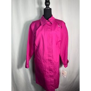 Liz Claiborne Bold Brights Pink Trench Coat‎ 2X Womens New with Tags